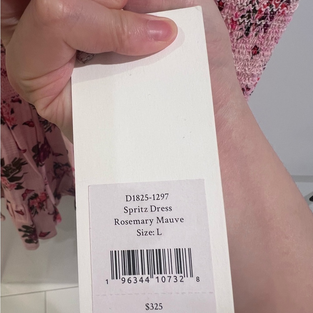 🌸LoveShackFancy Spritz Floral Smocked Tie Back Mini Dress Rosemary Mauve L NWT - Picture 4 of 7